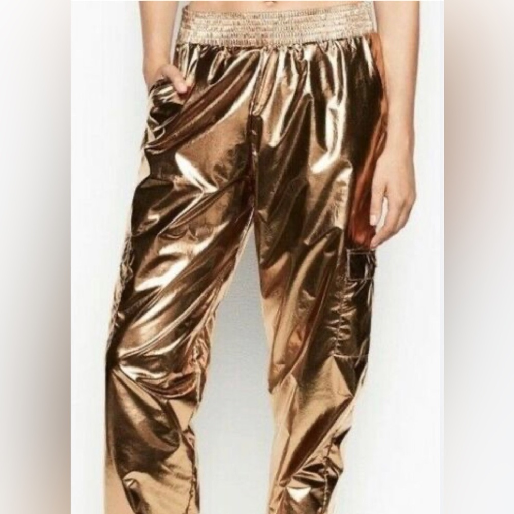 NWT Victoria Secret Sport Gold Metallic Jogger Size Large